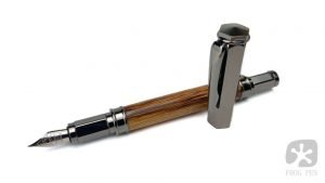 Handmade Marble Wood Fountain Pen with removed cap