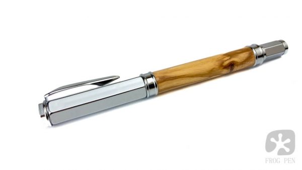 Cap on rollerball pen with olive wood from Bethlehem