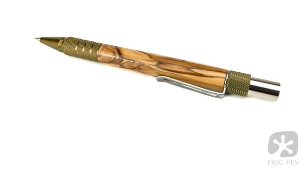 Mechanical pencil with bronze ends and olive wood body