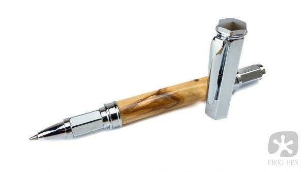 Olive Wood Rollerball Pen with Chrome Finish